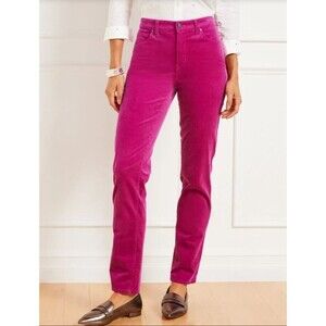 NWT TALBOTS Women Pants 16W Flawless Vivid Berry Pink Corduroy Slim Mid Rise $99